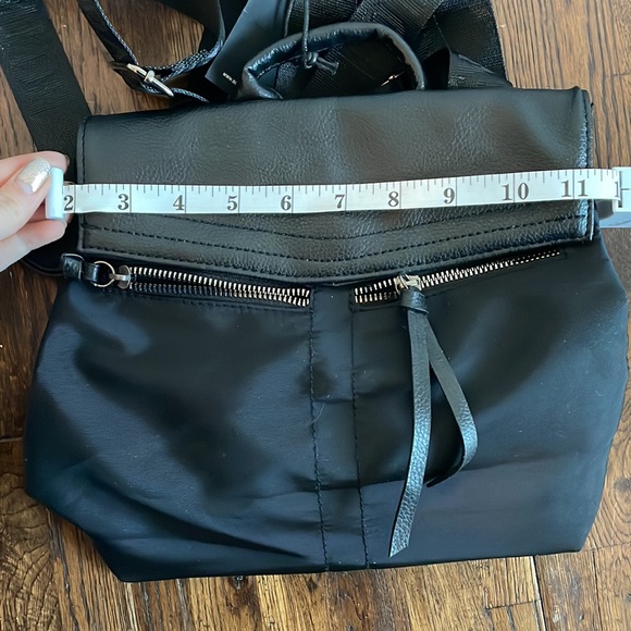 Botkier New York Mini Trigger Black Backpack with silver zipper detailing, vegan - Picture 12 of 16
